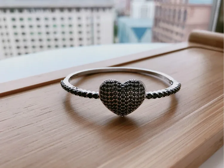 black CZ in White Женский браслет pave micro кубический цирконий любовь браслет для свиданий/ежедневных/свадеб/юбилей подарок для девочки браслет ювелирные изделия pulseira - Окраска металла: black CZ in White