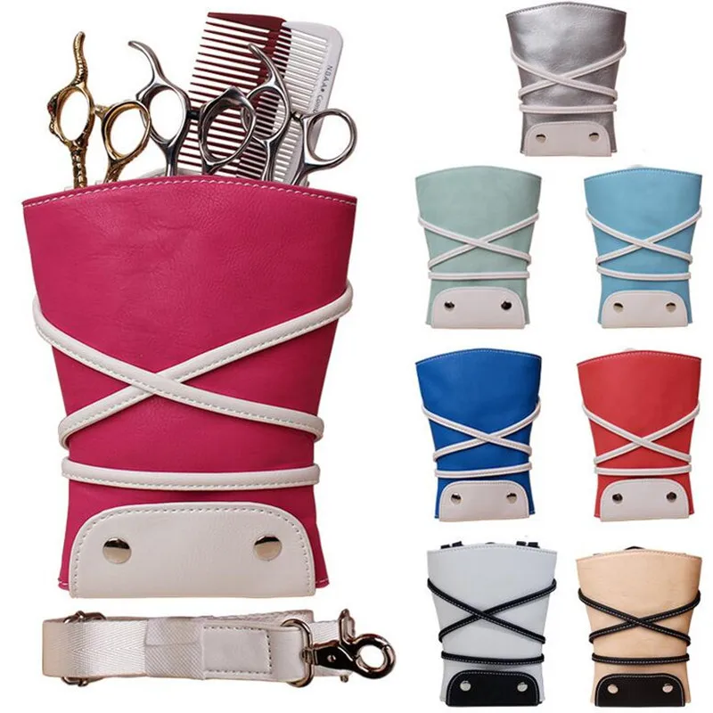 8 цветов Новый многофункциональный кожаный чехол с ножницами для волос поясной