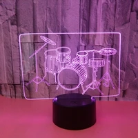 new kind of frame drum 3d nightlight seven color touch led visual desk lamp gift atmosphere 3d led table lamp