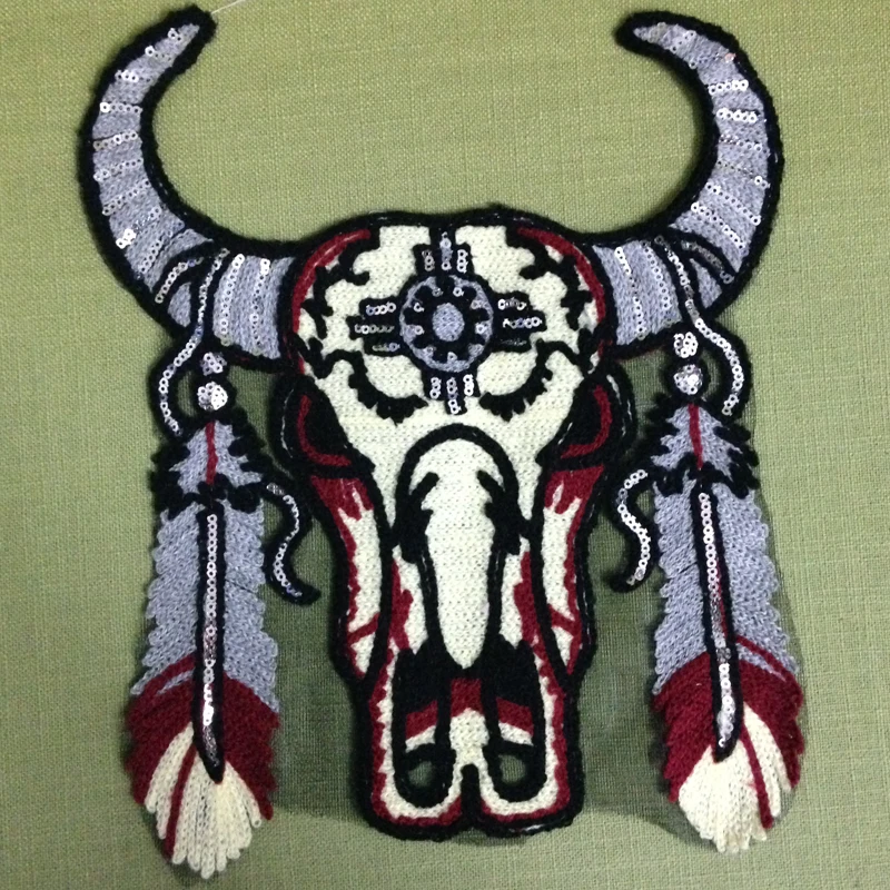 1 шт. parches Хэллоуин крупного рогатого скота Вышивка Патчи для одежды в виде Головы