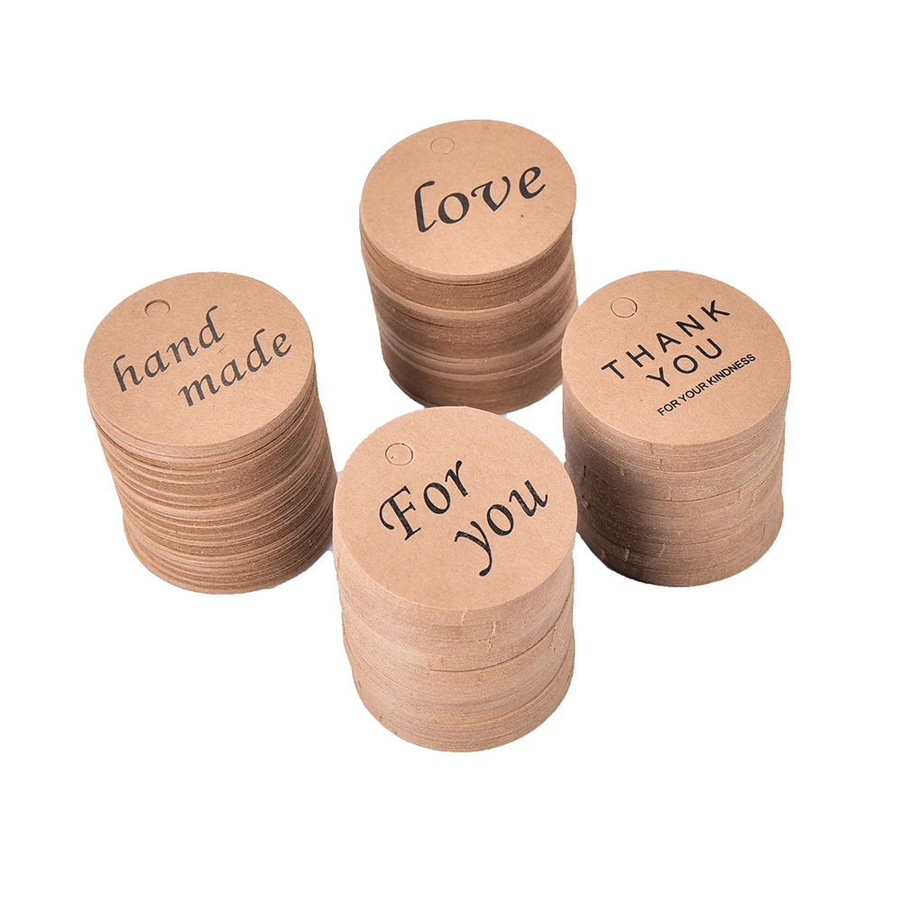 100 шт натуральные коричневые крафт бумажные бирки с джутовым шпагатом для