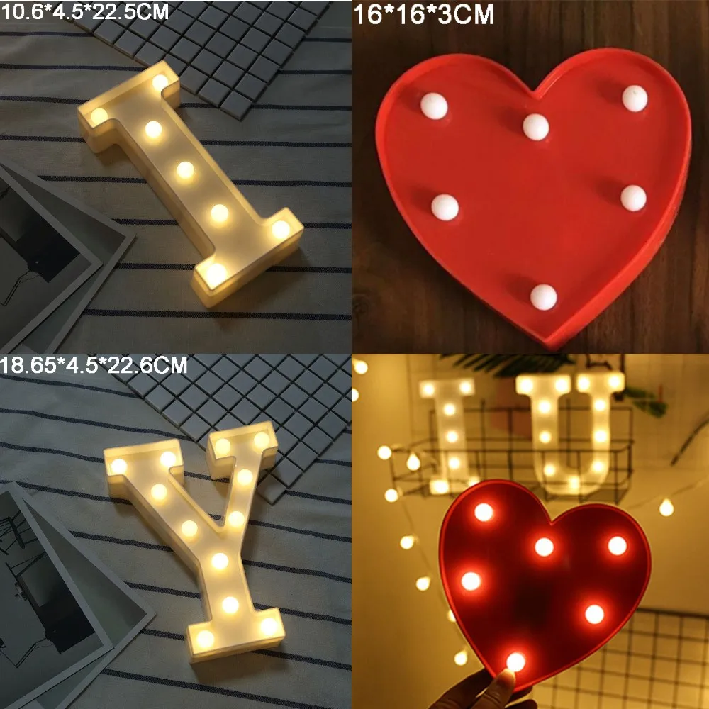 I heart U Рождественский светящийся светодиодный ночник с надписью креативный 26 Английский алфавит числа лампа для романтической свадьбы, вечеринки, домашнее украшение из букв - Цвет: I heart U