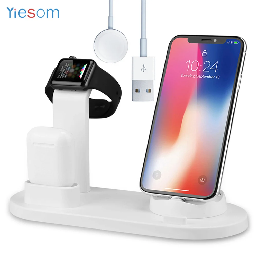 Зарядная док станция 3 в 1 подставка держатель для iPhone X XR XS Max Apple watch Airpods зарядная