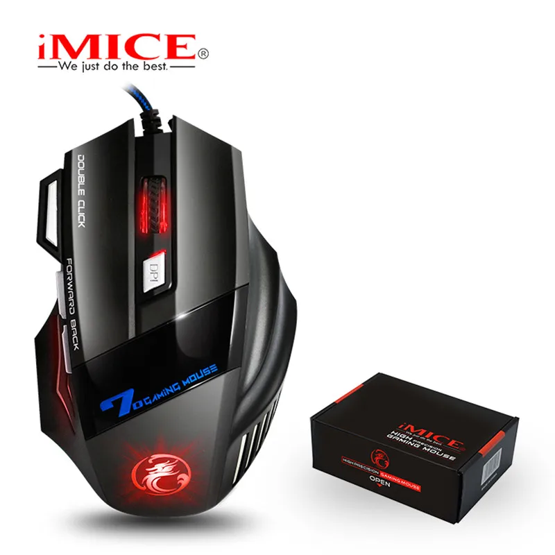 Профессиональная Проводная игровая Мышь iMice X7 Бесшумная мышь 7 кнопок кабель USB светодиодный оптический геймер Мышь для ПК компьютер для видеоигр