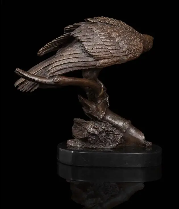 31 см западное арт-деко из чистой бронзы Lanneret Tercel Hawk Eagle орнамент скульптура |