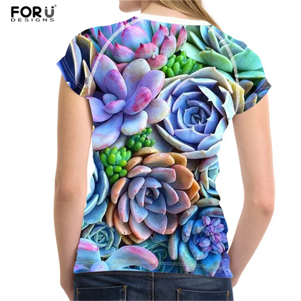 FORUDESIGNS/брендовая футболка для женщин летние футболки с растениями и суккулентами