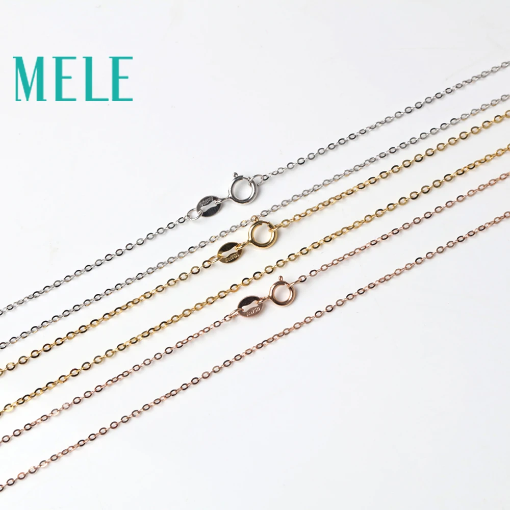 

MELE real 18K gold glitter O chain for jewelry,1mm yellow gold,white gold and rose gold vegetarian chain necklace accessories
