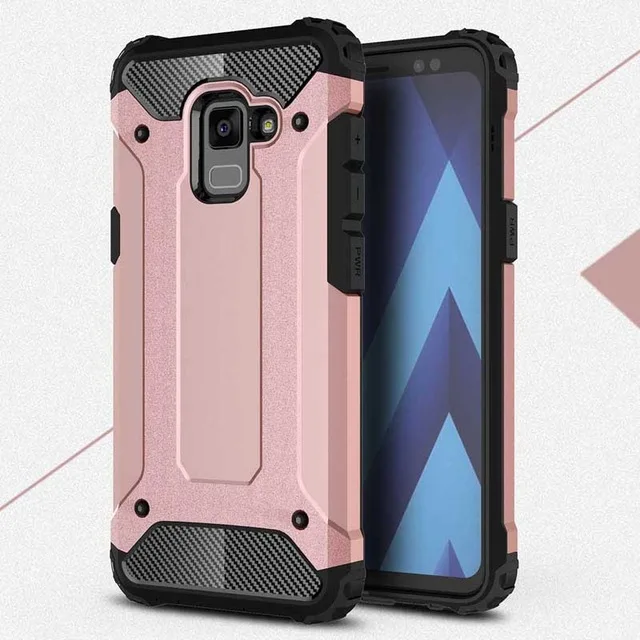 Бронированный противоударный чехол для samsung Galaxy A5 A7 A6 A8 плюс S7 край S8 S9 S10 плюс A10 A20 A20E A30 A40 A50 A60 A70 - Цвет: Rose Gold