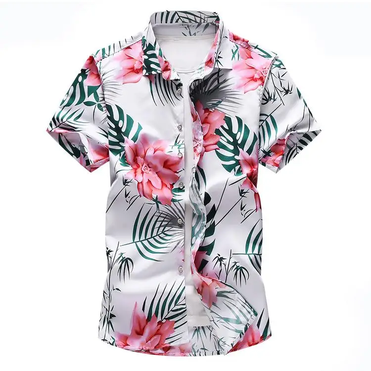 Мужская рубашка с цветочным принтом Camisetas коротким рукавом одежда летняя пляжная