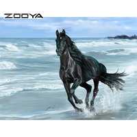 zooya running black horse diy diamond painting kit decorative painting handwork resinstone square full diamond painting f469