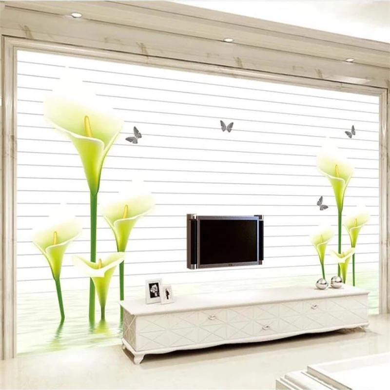 Обои на заказ 3d обои лилии росписи Калла лилия Бабочка простой ТВ фон для