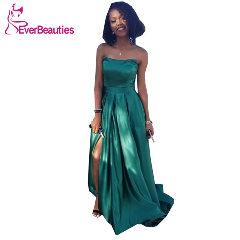 Длинное вечернее платье Hunter Green Abendkleider 2020 милое с Боковым Разрезом Robe De Soiree Abiye Gece