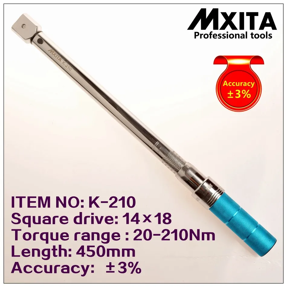 MXITA 9X12 1-6 нм точность 3% Высокоточный профессиональный ключ с регулируемым крутящим моментом автомобильный гаечный ключ для ремонта автомобиля велосипеда набор ручных инструментов - Цвет: 14X18 20-210Nm
