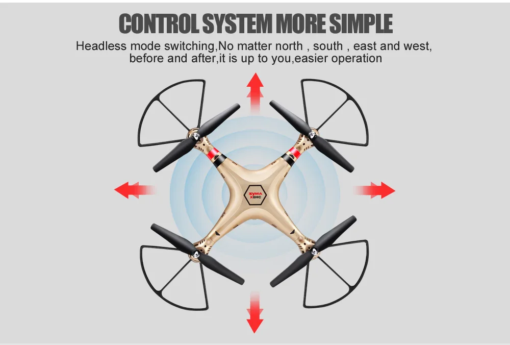 Новейшая модель; Дрон SYMA X8HC Дрон с 2MP HD Камера 2,4G 4CH 6-осевой RC вертолет наведения Quadcopter RTF Квадрокоптер ударопрочный