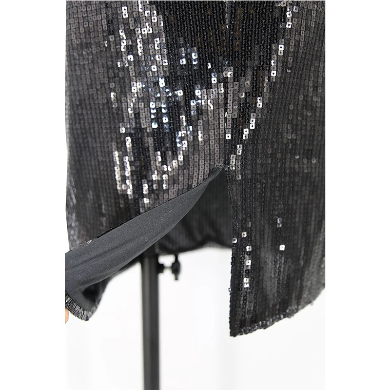 

2021 Summer Black Sequin Sheath Elegant Sexy Dress Strapless Sleeveless Dresses for Women