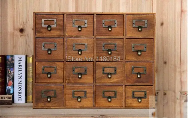 1 шт. Zakka 16 решетчатый Настольный ящик для хранения, Деревянный Ретро креативный шкаф для хранения, украшение для гостиной, ящик JL 0900