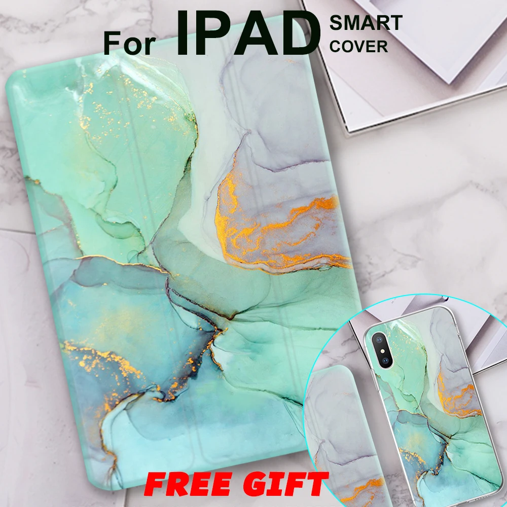 Зеленый Мрамор Чехол-книжка на магнитной застежке Чехол для iPad Pro 9,7 Air 3 10,5 11 мини-платье на возраст 1, 2, 3, 4, 5, планшетный чехол Мягкая задняя крышка для iPad 9,7