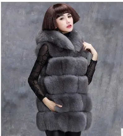 Женский Длинный жилет из искусственного лисьего меха Размеры S/6Xl|vest female|fur vestfemale