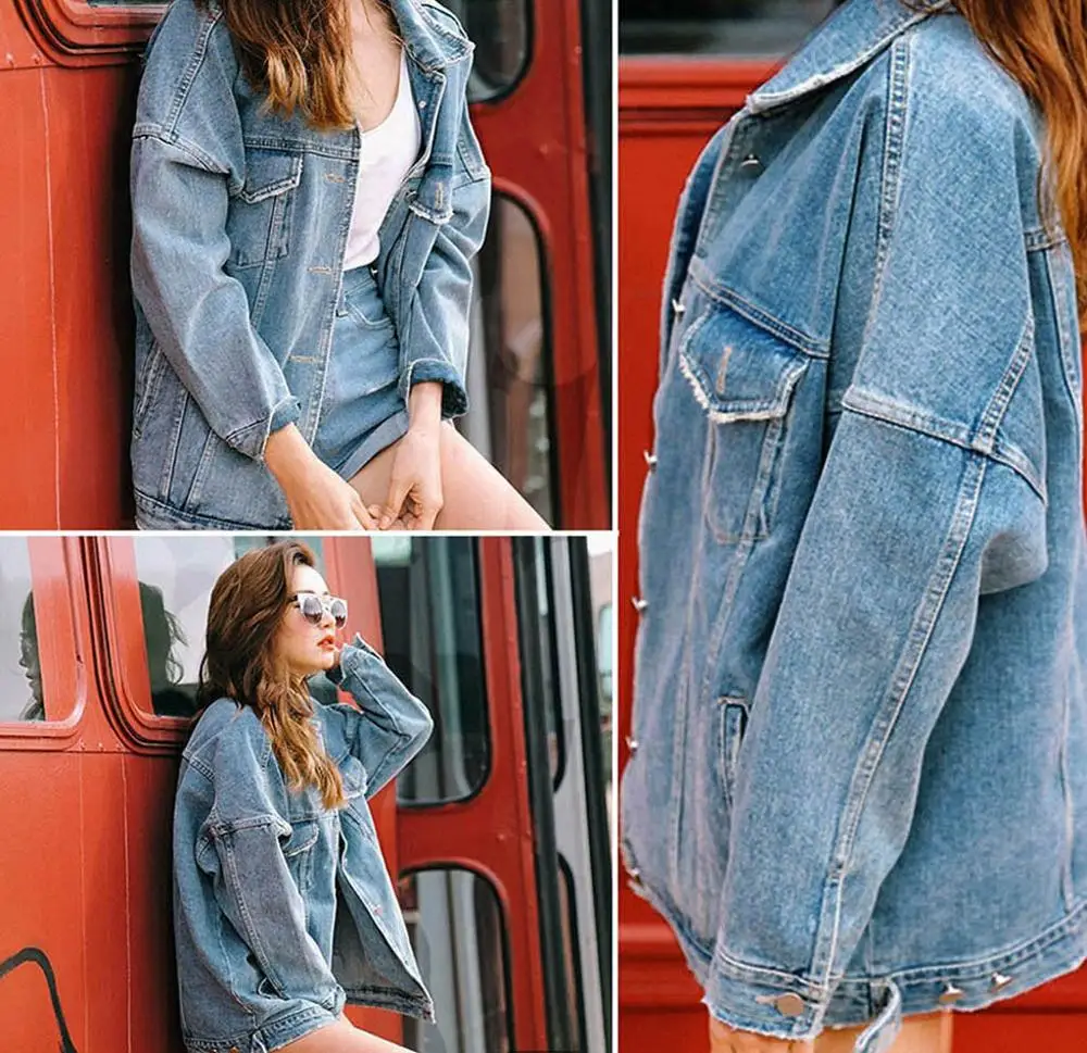 New Autumn Women Solid Retro Oversize Loose Button Jackets Casual Denim Jeans Pocket Coat Outwear Veste En Pour Femme A55 | Женская