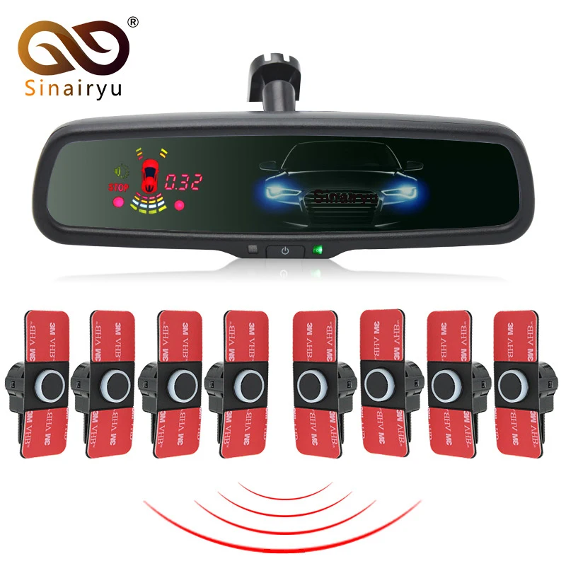 Зеркало заднего вида 12 дюймов парковочный датчик спереди и сзади с оригинальным