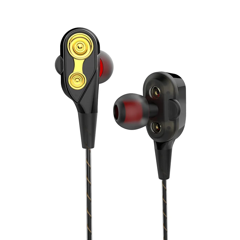 Двойные динамические наушники вкладыши бас сабвуфер HIFI DJ Monito спортивные для бега
