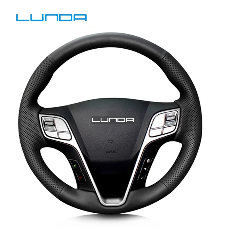 LUNDA чехол для HYUNDAI Santa Fe 2013 2018 Grand IX45 автомобильный руль крышка из натуральной кожи