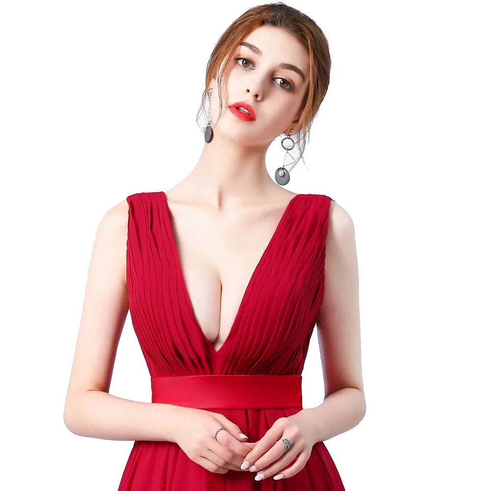 Женское вечернее платье со шлейфом Ladybeauty длинное шифоновое без рукавов с V