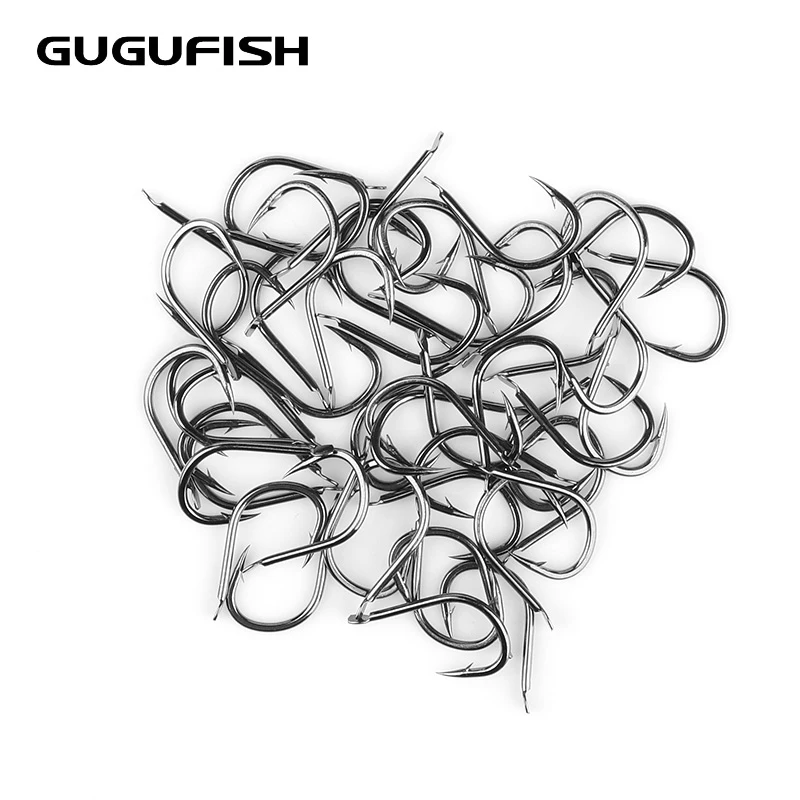 

GUGUFISH 100 шт./лот #1 -#12 рыболовный крючок из высокоуглеродистой стали, крючок с зазубриной, рыболовные снасти, острые прочные рыболовные крючки