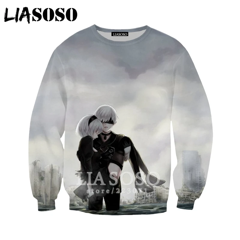 LIASOSO Autumn New Men Women Fashion Hoodie 3D Print Video Game Nier Automata Dead Sweatshirt Long Sleeve Brand Pullover A164-07 | Мужская