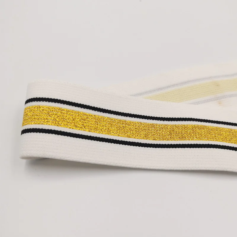 1M Gold Silver Stripe Elastic Bands 40MM Elastic Ribbon Clothing Bags Trousers Elastic Rubber 4CM Webbing DIY Sewing Accessories