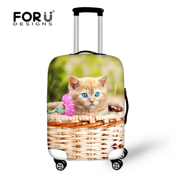 FORUDESIGNS 3D Белый Кот Животные Печатные Защитные чехлы для чемоданов Kawaii Кот багаж покрытие для сумки на колесах эластичный багажный чехол - Цвет: CA4953