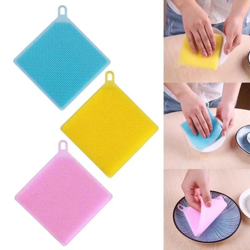 

10PCS Purple Square Shape Silicone Eraser Magic Sponge Diy Cleaning Sponge for Dish Washing Kitchen Bathroom Accessory Items C