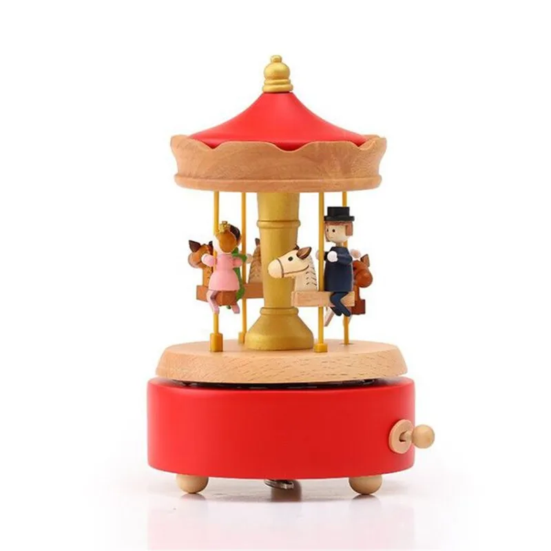 

Creative Carousel Music Box Sky City Music Box Children's Toys Wooden Crafts Home Decoration Accessories Christmas Birthday Gift