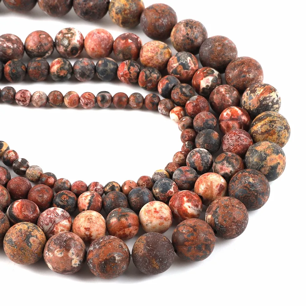 

Natural Stone Beads Matte Frosted Red Leopard Stone Round Beads For Jewelry Making Bracelet 4/6/8/10mm Spacer Beads Diy Jewelry