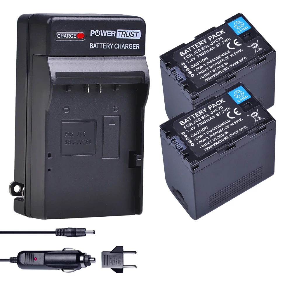 2 шт 7800mAh SSL-JVC70 JVC70 SSL JVC70 литий-ионный аккумулятор и зарядное устройство для JVC SSL-JVC50 GY-HM600, GY-HM650, GY-HMQ10, GY-LS300