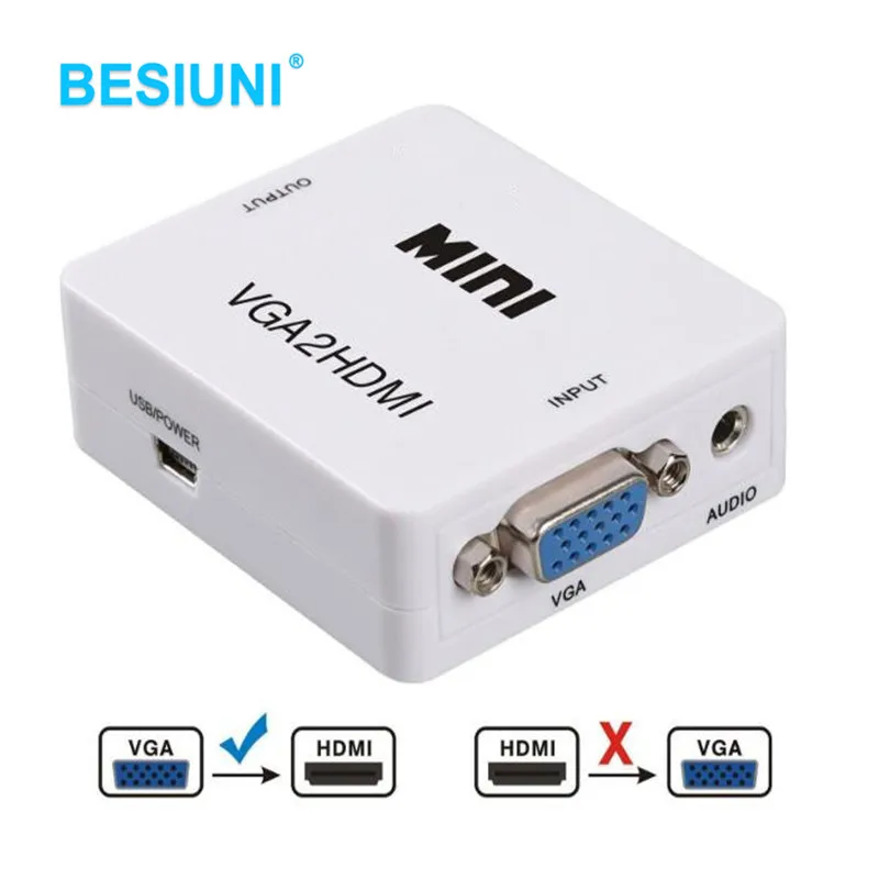 1080P мини преобразователь из VGA в HDMI с аудио VGA2HDMI 1080P разъем адаптера для проектора ПК ноутбук к HDTV