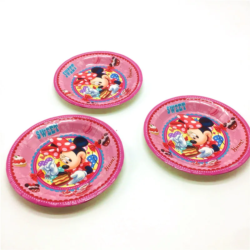 Disney Минни Мышь тема 83 шт./лот чашки+ пластина+ салфетка+ Рог для День рождения подарочный пакет+ баннер+ соломенная шляпа+ скатерть изделия для декорации