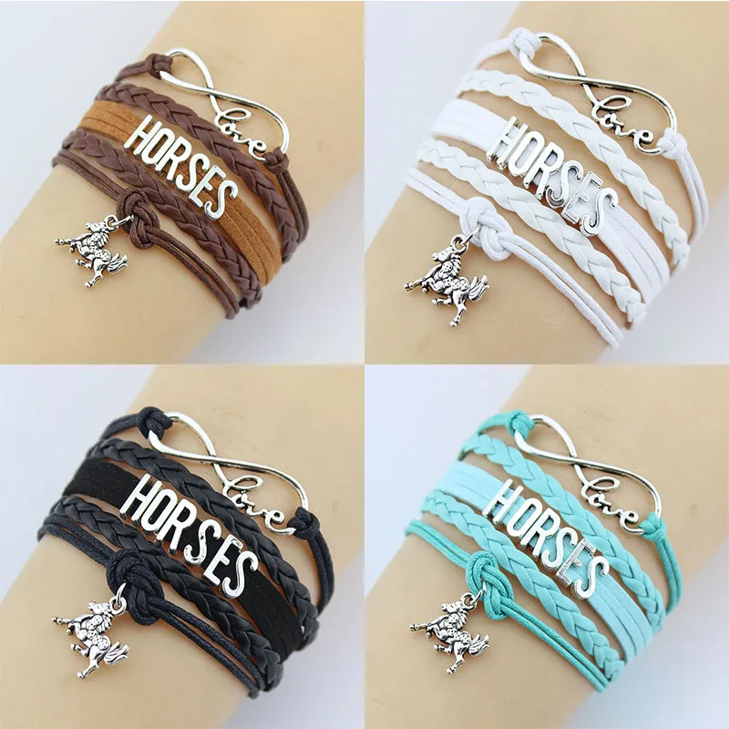 Прямая поставка Бесконечность любовь браслет с лошадьми питомца очарование