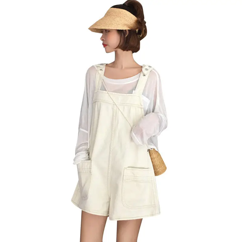 

Denim Overalls Women Hot Shorts Summer 2019 New Korean Strap Wide Leg Pantalon Femme Loose Straight High Waist Jeans Shorts f683