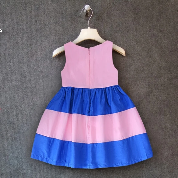 Summer Children Girls V-Neck Sundress Sleeveless Splice High Waist Pleated Dress | Детская одежда и обувь