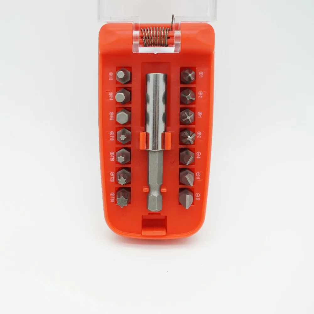 15pcs 1/4 inch Phillips Pozi Hex Torx Screwdriver Bit Set with 60mm Long Extension Bar and Case T20 PZ2 PH2 Screw Driver Bits