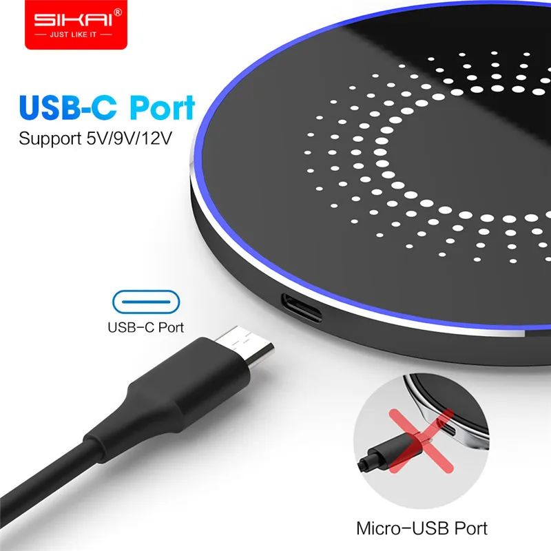 15 Вт Быстрое беспроводное зарядное устройство QI для быстрой зарядки usb tpye c QC 3 0
