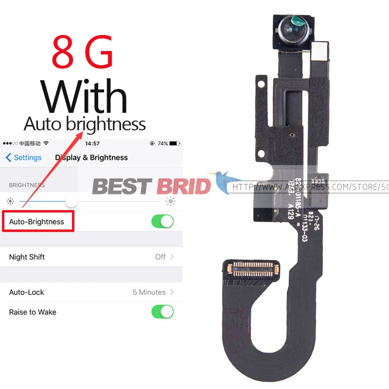 8G With Brightness 1 шт тестовая Рабочая фронтальная камера для iPhone 7 8 PLUS X фронтальная камера с датчиком приближения гибкий кабель - Цвет: 8G With Brightness
