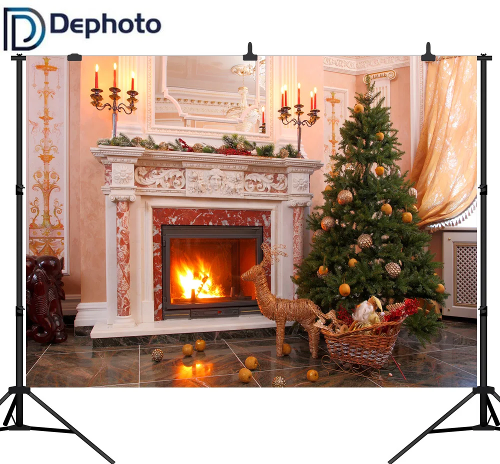 

Dephoto Christmas Tree Candle Decoration Scene Baby Photography Backgrounds Customized Photographic Backdrops For Photo Studio