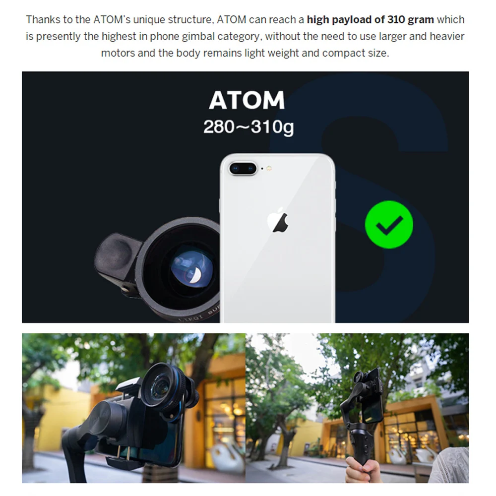 Atom 3 Axis складной selfie stick Портативный монопод с шарнирным замком стабилизаторы для