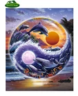 Алмазная картина Yumeart, квадратная картина 5D, вышивка крестиком, дельфины Инь и Ян, Набор для творчества, вышивка стразы, Декор для дома