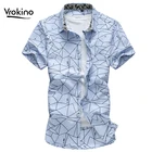 Мужская рубашка с принтом VROKINO, M-7XL рубашка в полоску с коротким рукавом, лето 2019