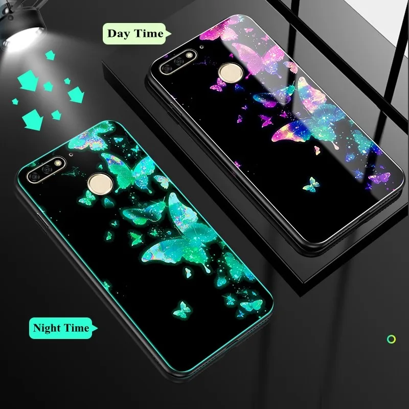 6 Чехол из закаленного стекла для Huawei Honor 7C Aum-L41 5,7, светящийся чехол для Huawei Honor 7C Pro 7A Pro Y7 Y6 Prime - Цвет: 6