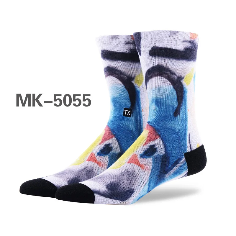 5055 Новые креативные счастливые мужские носки, модные художественные носки с граффити, цветные носки с принтом, вспыхивающие носки - Цвет: 5055
