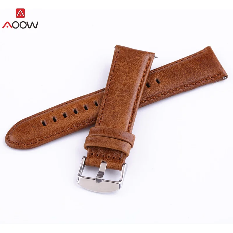 Light brown Ремешок для часов из натуральной кожи, Пряжка из нержавеющей стали, кожаный ремешок для часов samsung gear S3 S2, Классический Amazfit 18 мм, 20 мм, 22 мм, 24 мм - Цвет ремешка: Light brown